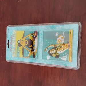 NWT Hula Glass Coasters 2003 Set of 4